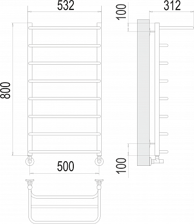Полка П8 500х800  Полотенцесушитель  TERMINUS Михайловск - фото 3