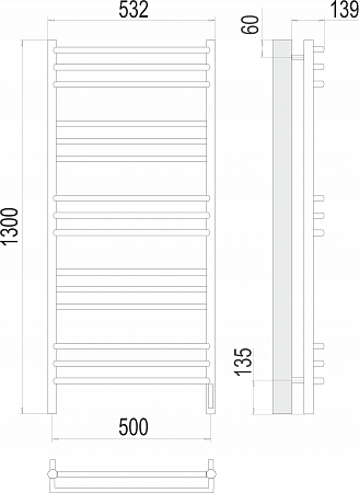 Прато П15 500х1300 электро (sensor quick touch) Полотенцесушитель  TERMINUS Михайловск - фото 3