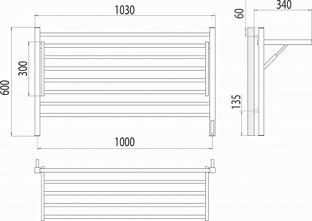 Горизонт П8 1000х600 электро КС ЧЕРНЫЙ МУАР (sensor quick touch) Полотенцесушитель TERMINUS Михайловск - фото 5