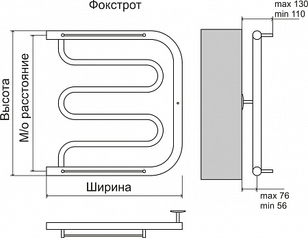 Фокстрот AISI 32х2 600х700 Полотенцесушитель  TERMINUS Михайловск - фото 3